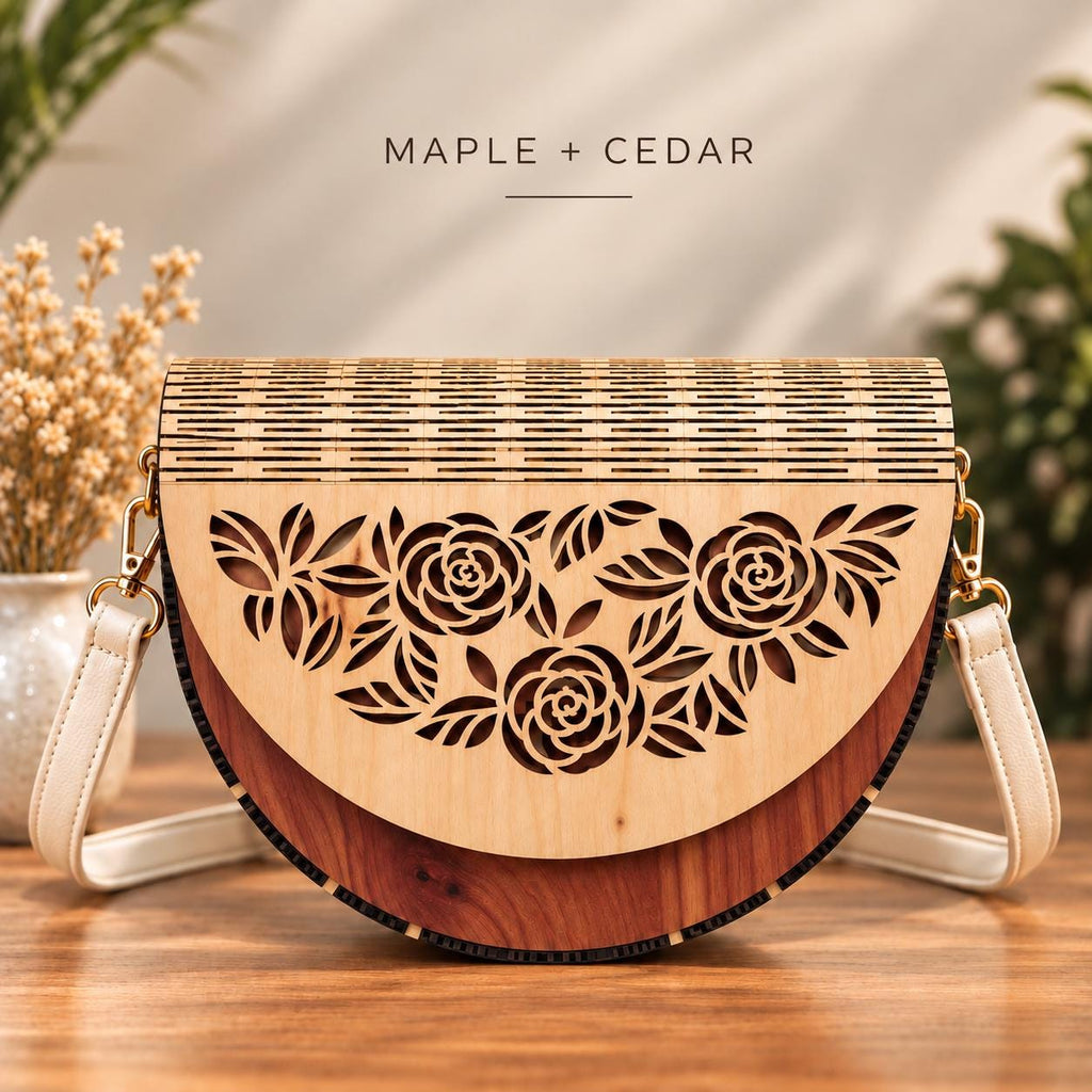Floral Wooden Handbag