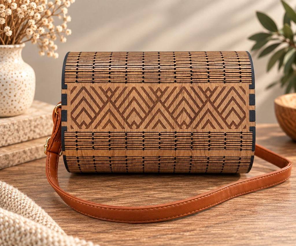 Chevron Wooden Handbag