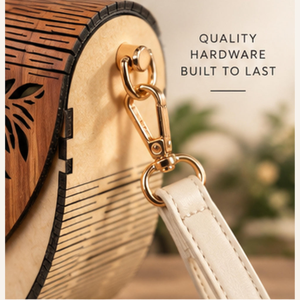 Floral Wooden Handbag