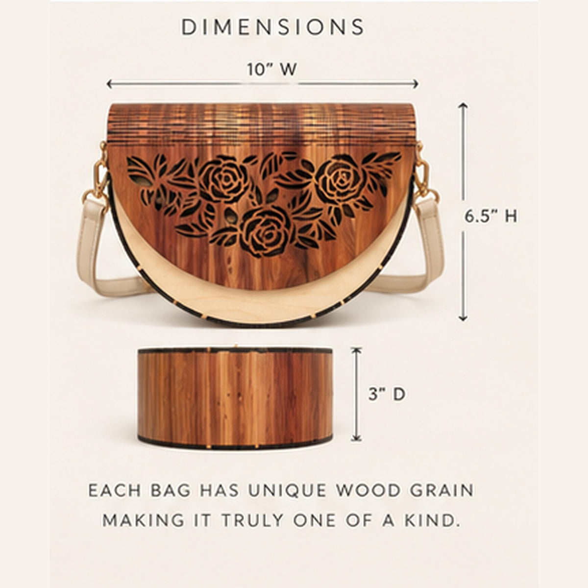 Floral Wooden Handbag