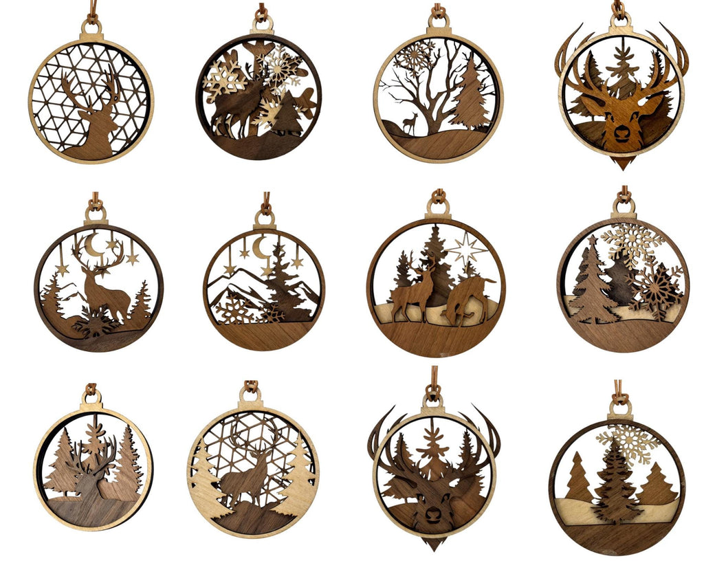 Wilderness Wooden Ornaments – Set of 12
