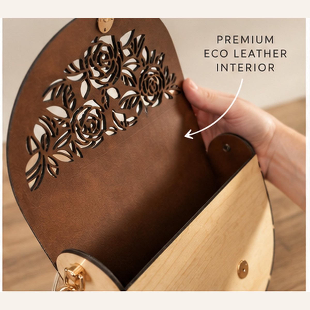 Floral Wooden Handbag