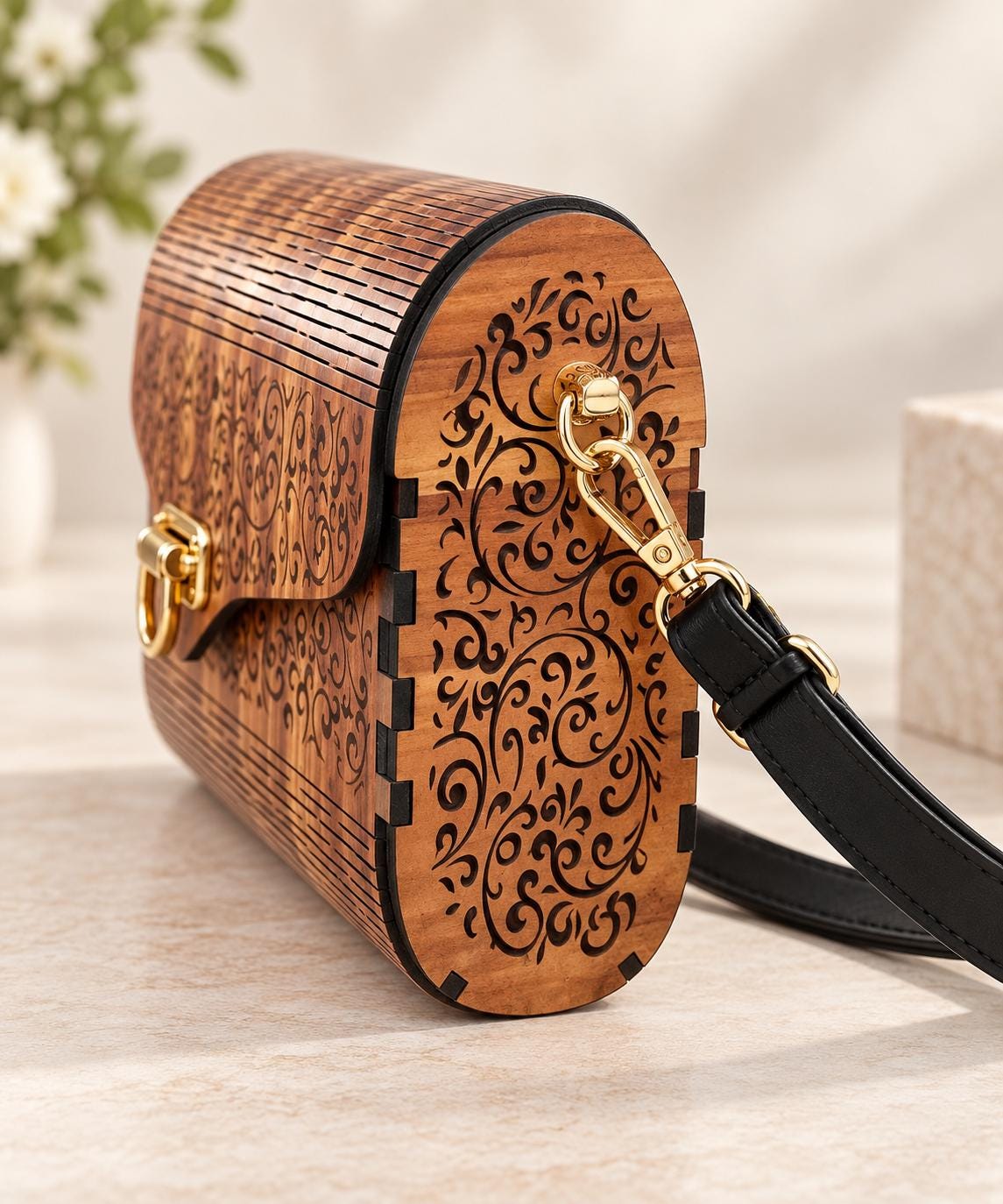 Formal Boho Wooden Handbag
