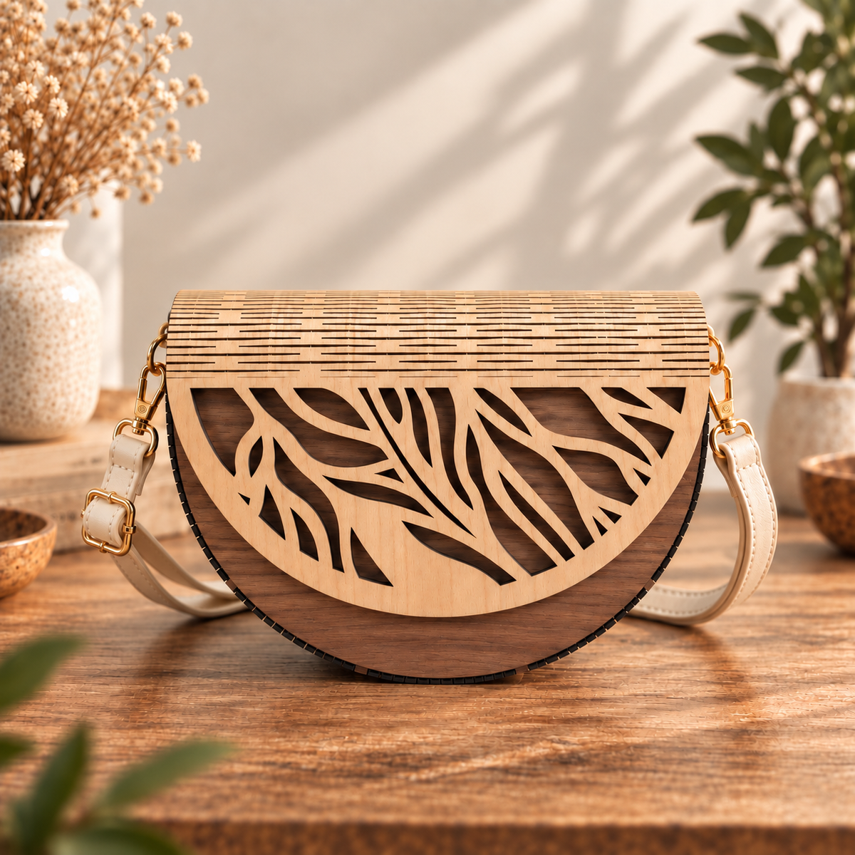 Leaf Wooden Handbag