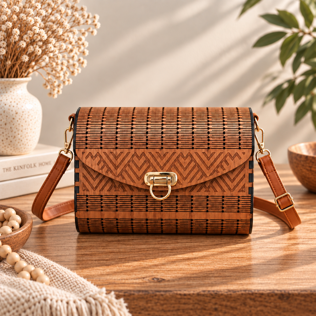 Chevron Wooden Handbag