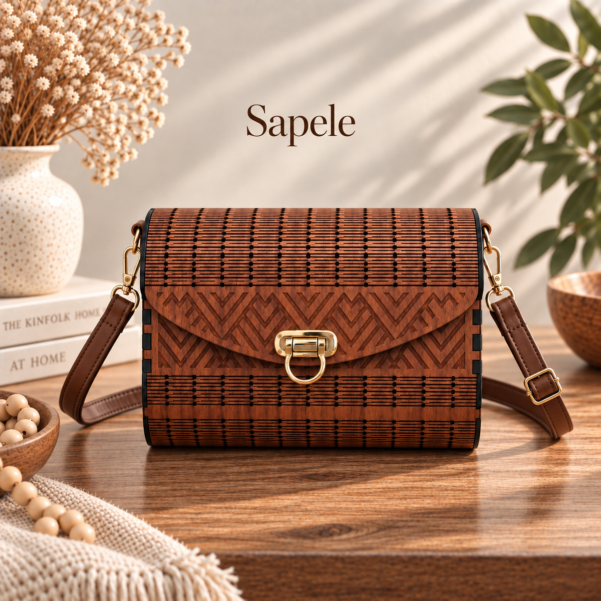 Chevron Wooden Handbag