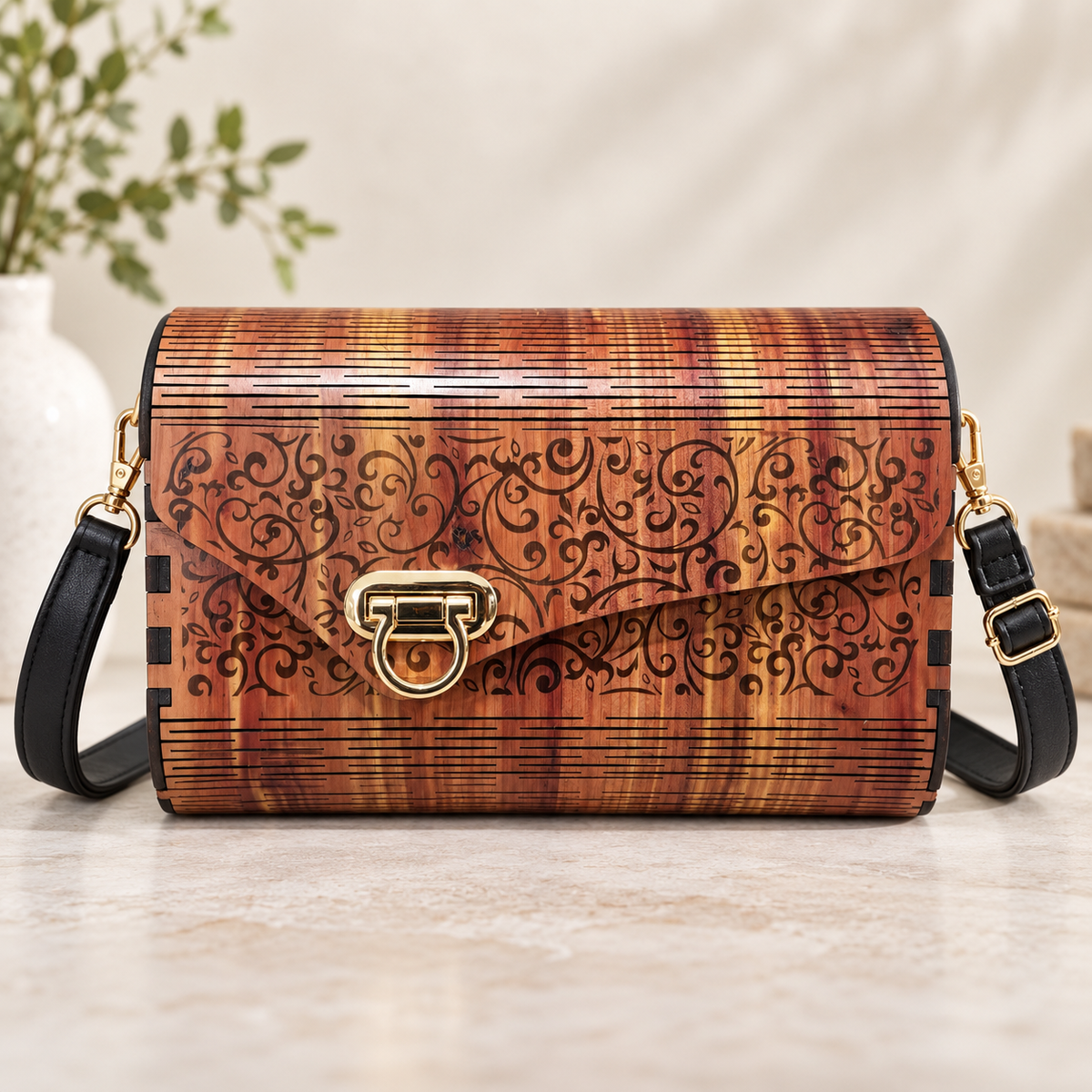 Formal Boho Wooden Handbag