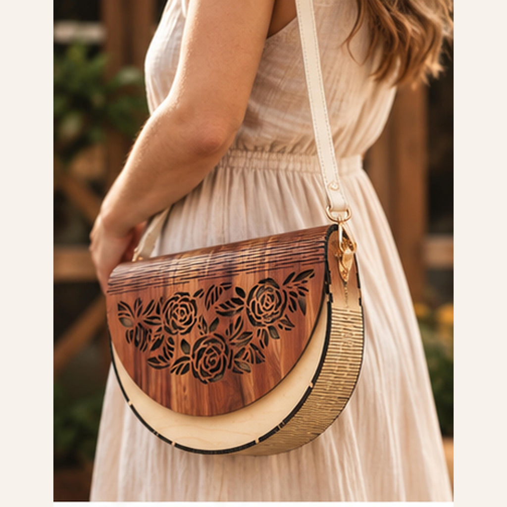 Floral Wooden Handbag