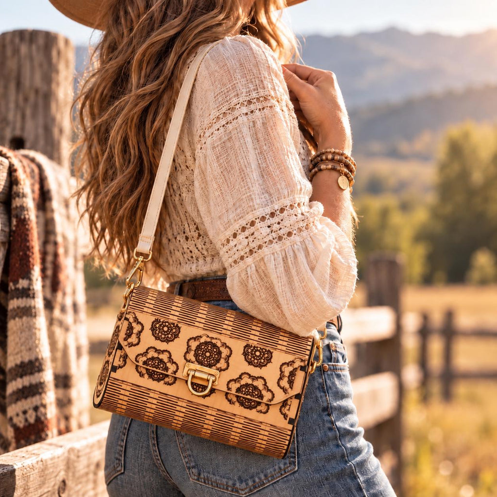 Western Boho Wooden Handbag