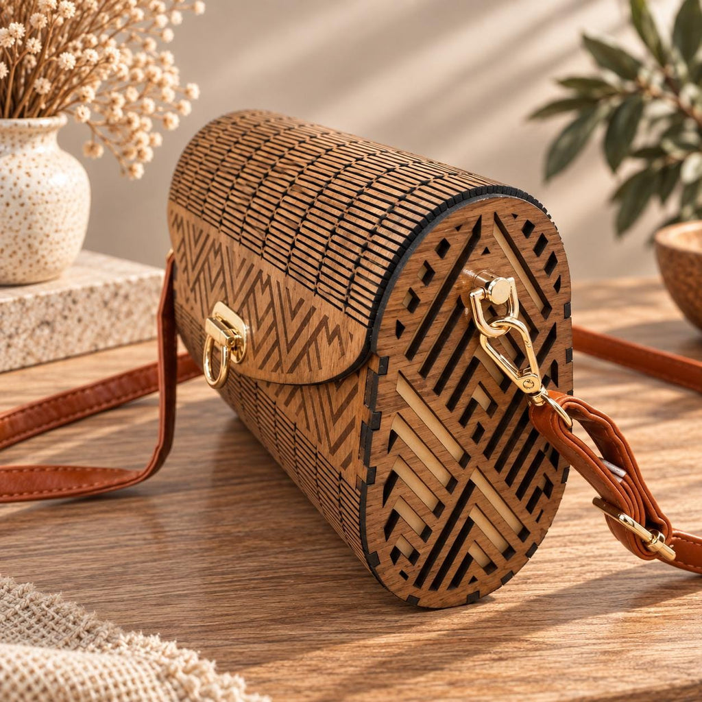 Chevron Wooden Handbag