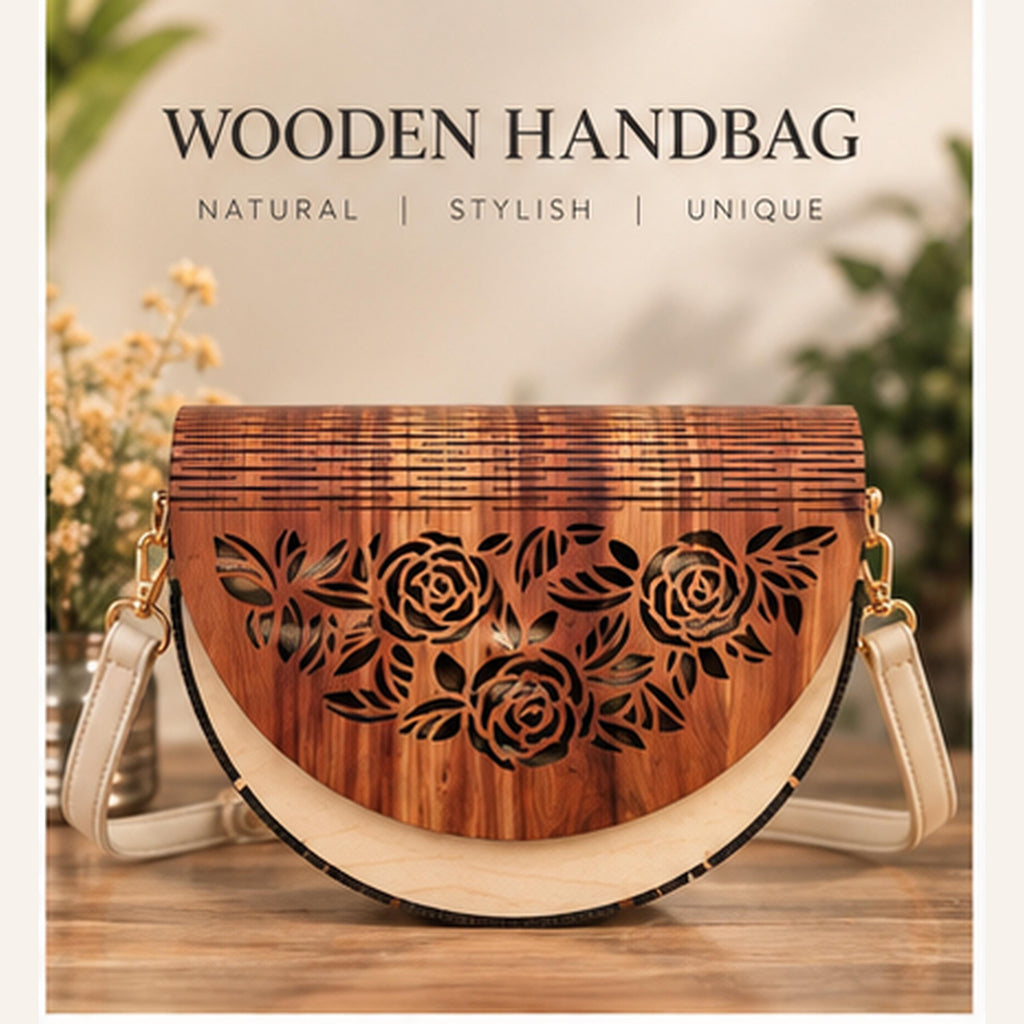 Floral Wooden Handbag